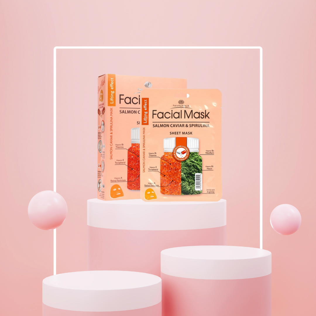 Efecto lifting, Mascarilla facial caviar de salmón y extracto de espirulina -Fruit of the Wokali- Oferta $499 c/u