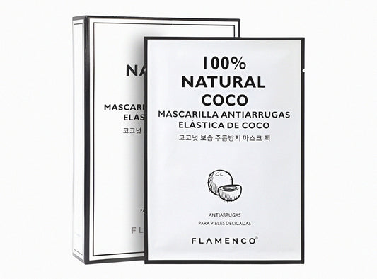 Antiarrugas piel delicada, Mascarilla de coco 100% natural Flamenco $499