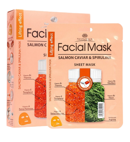 Efecto lifting, Mascarilla facial caviar de salmón y extracto de espirulina -Fruit of the Wokali- Oferta $499 c/u 