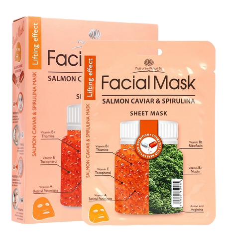 Efecto lifting, Mascarilla facial caviar de salmón y extracto de espirulina -Fruit of the Wokali- Oferta $499 c/u 