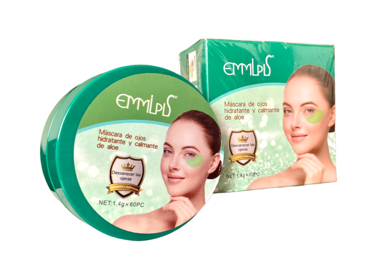 Mascarilla contorno de ojos de aloe vera, Hidratante y calmante,  Emmpls 60 pads $4.990