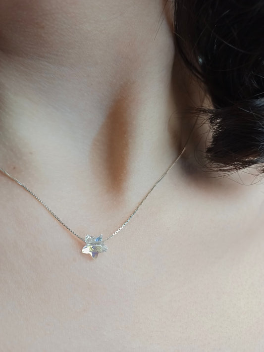 Collar punto de luz plata italiana, estrella en cristal de swarovski