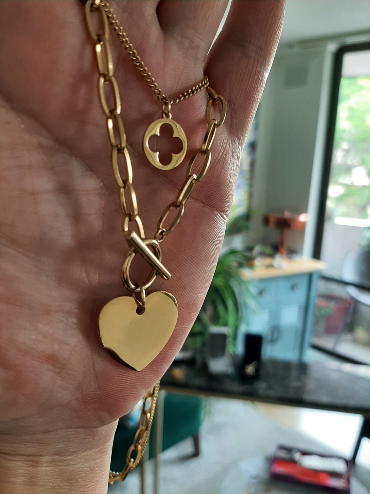 Corazón, collar de acero quirúrgico Bañado en oro 18k