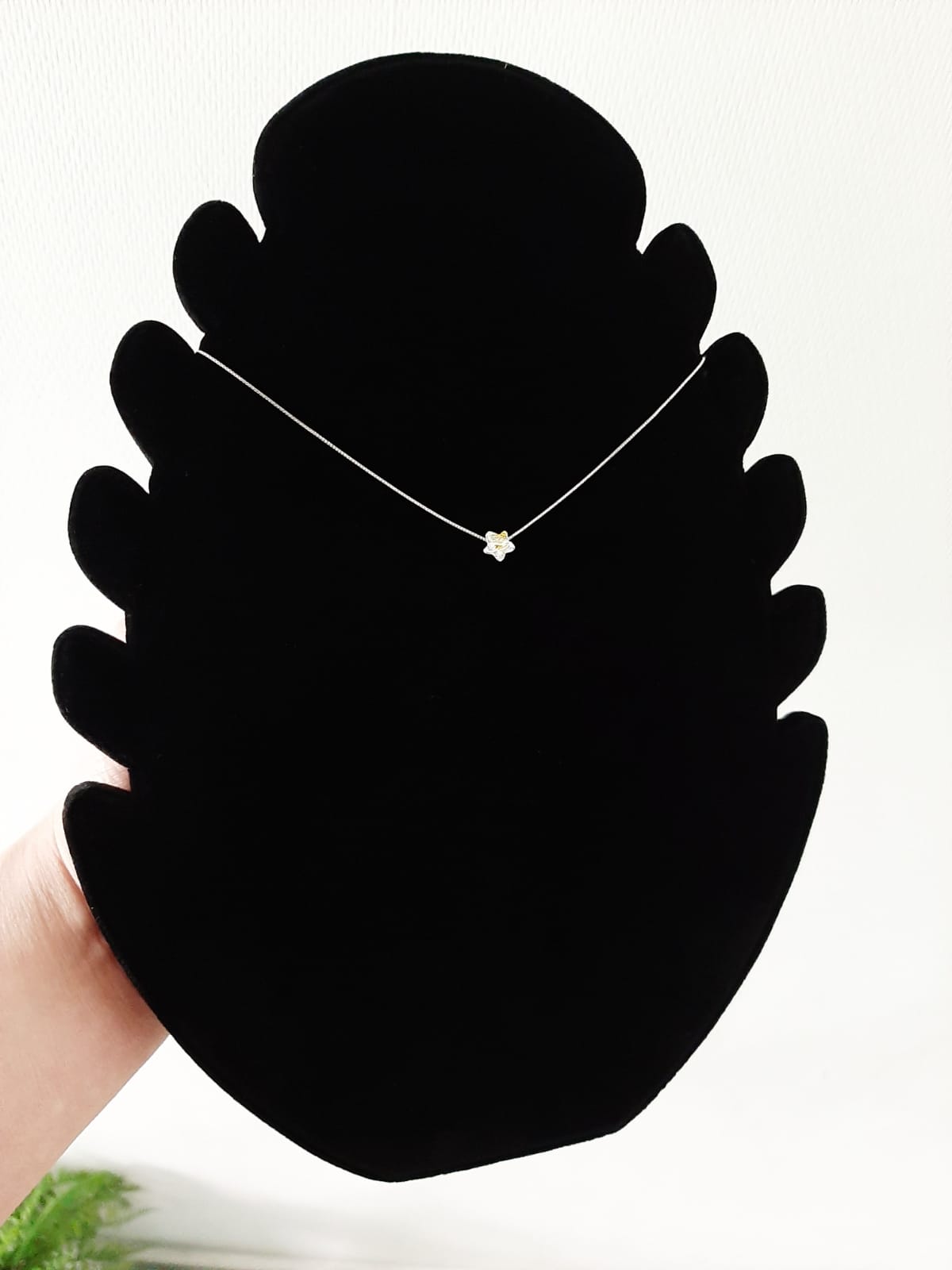 Punto de luz estrella, plata fina italiana con cristal de swarovski
