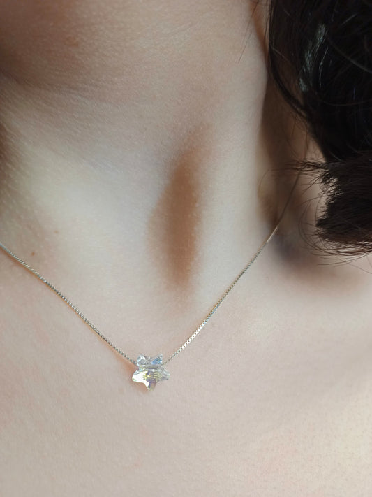 Punto de luz estrella, plata fina italiana con cristal de swarovski